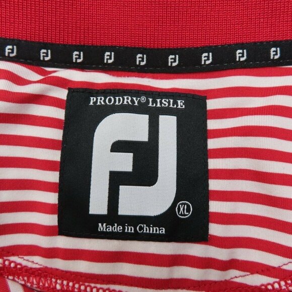 Footjoy Mens XL Ridgeway Country Club Prodry Lisle Red Striped Golf Polo Shirt - Picture 7 of 9